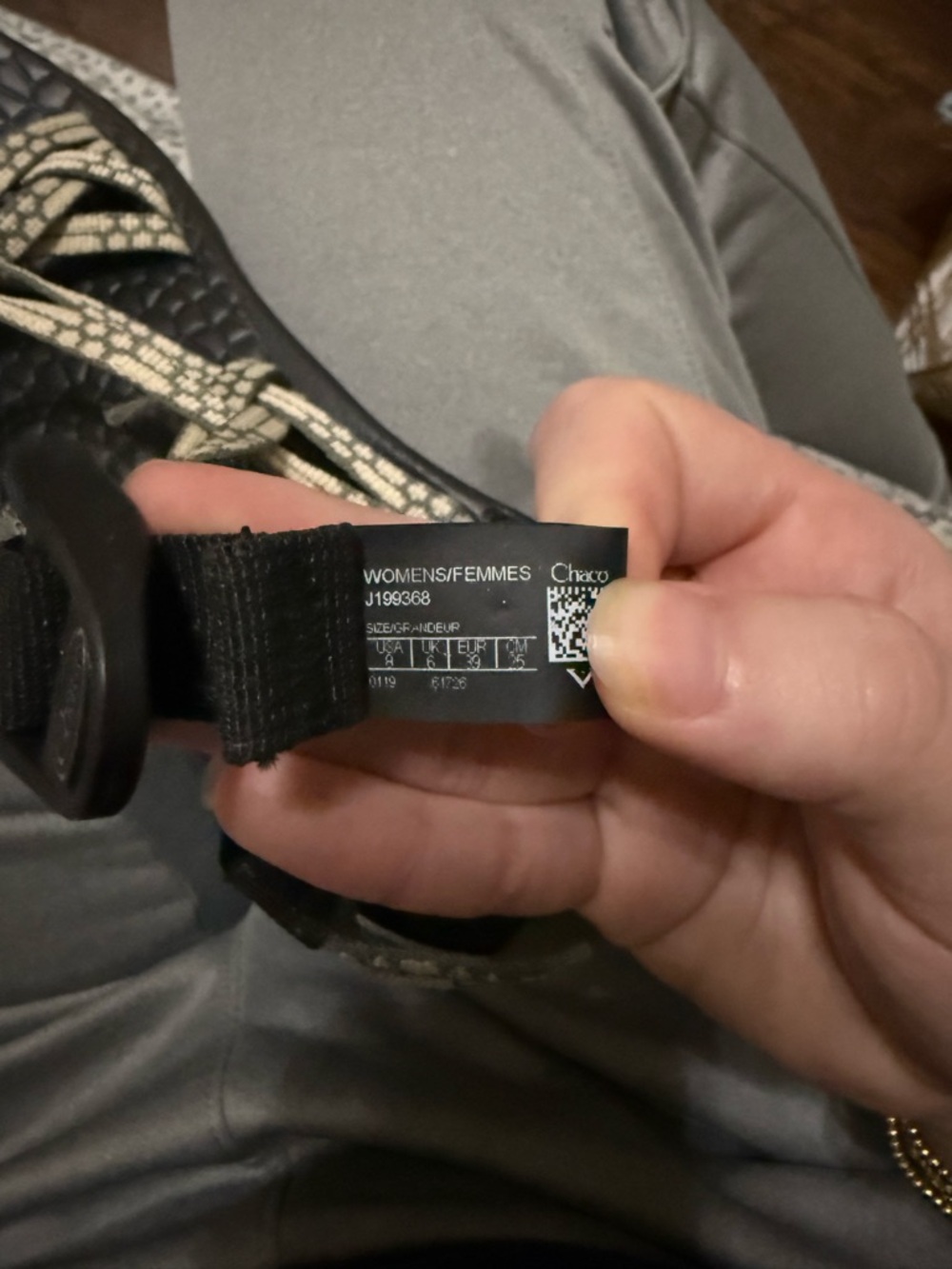 Chaco Women's Black and Cream Patterned Sport Sandals